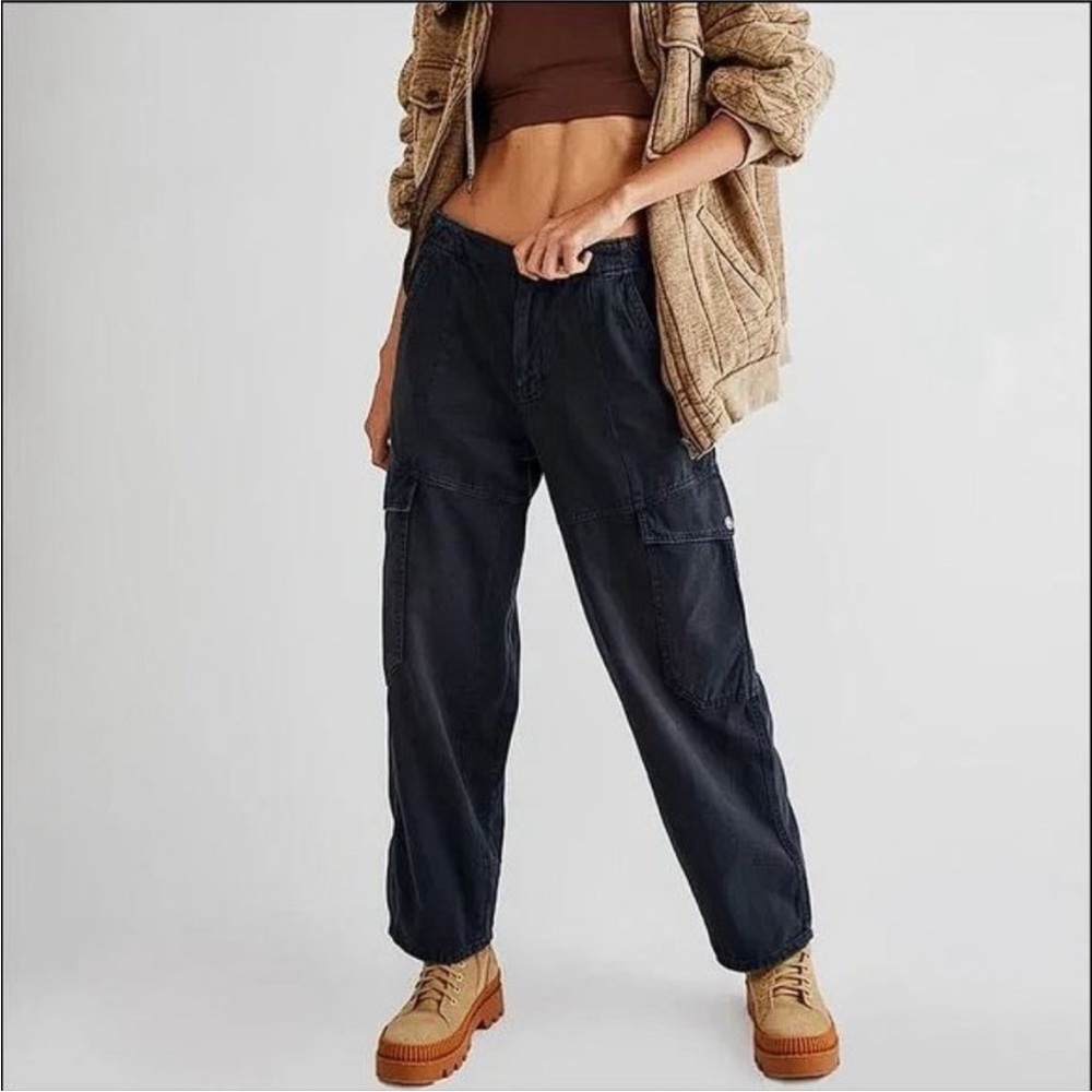 Free People All Star Pull On Jeans Utility Cargo Low Slung Baggy size S